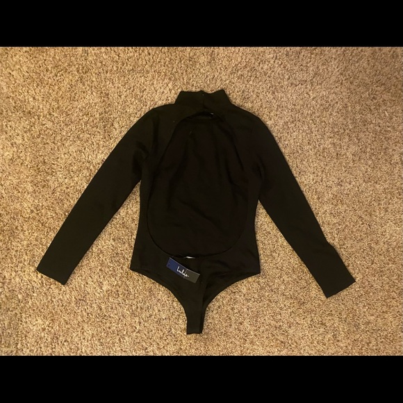 NWT Lulu’s Backless Black Bodysuit Mock Turtleneck - Picture 3 of 4